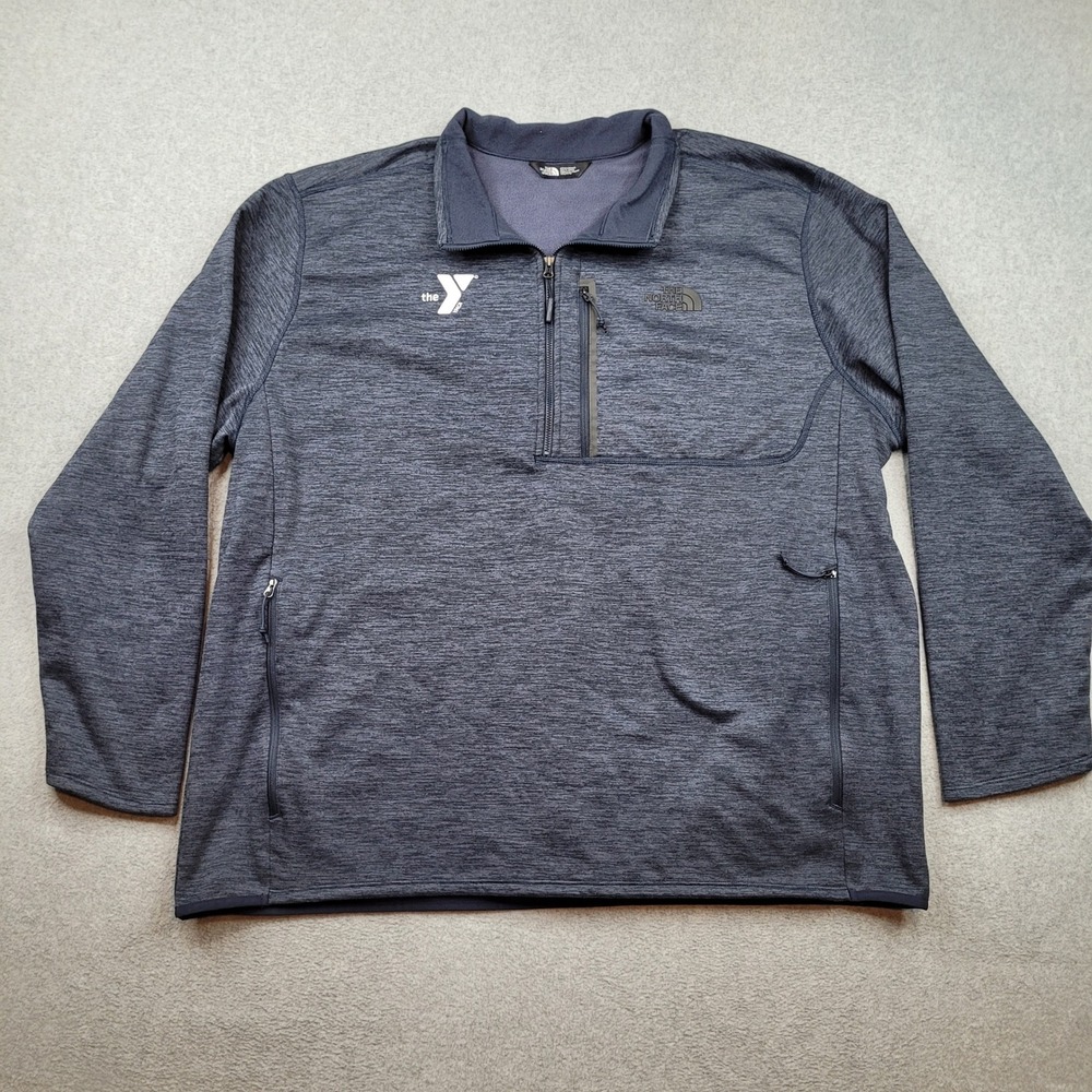 The North Face Pullover Jacket Mens 3XL Navy Blue YMCA Logo Quarter Zip NF0A47F7
